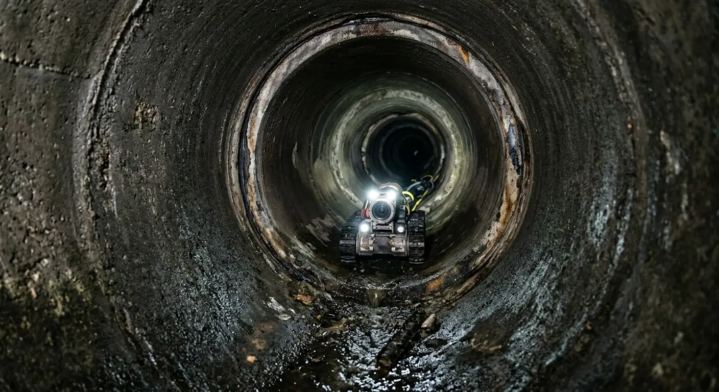 Robotic sewer camera inspecting pipe interior for Sewer Line Repair in Centreville